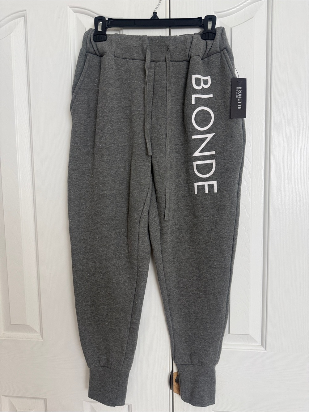 Brunette the Label Gray 'BLONDE' Jogger Sweatpants